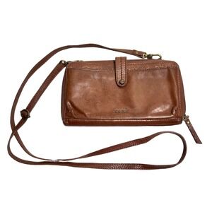 Vtg Y2K Leather Crossbody Wallet Boho Organizer Bag Early 2000s Style The Sak